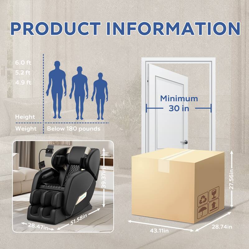 Massage Chair Recliner with Zero Gravity with Full Body Air Pressure