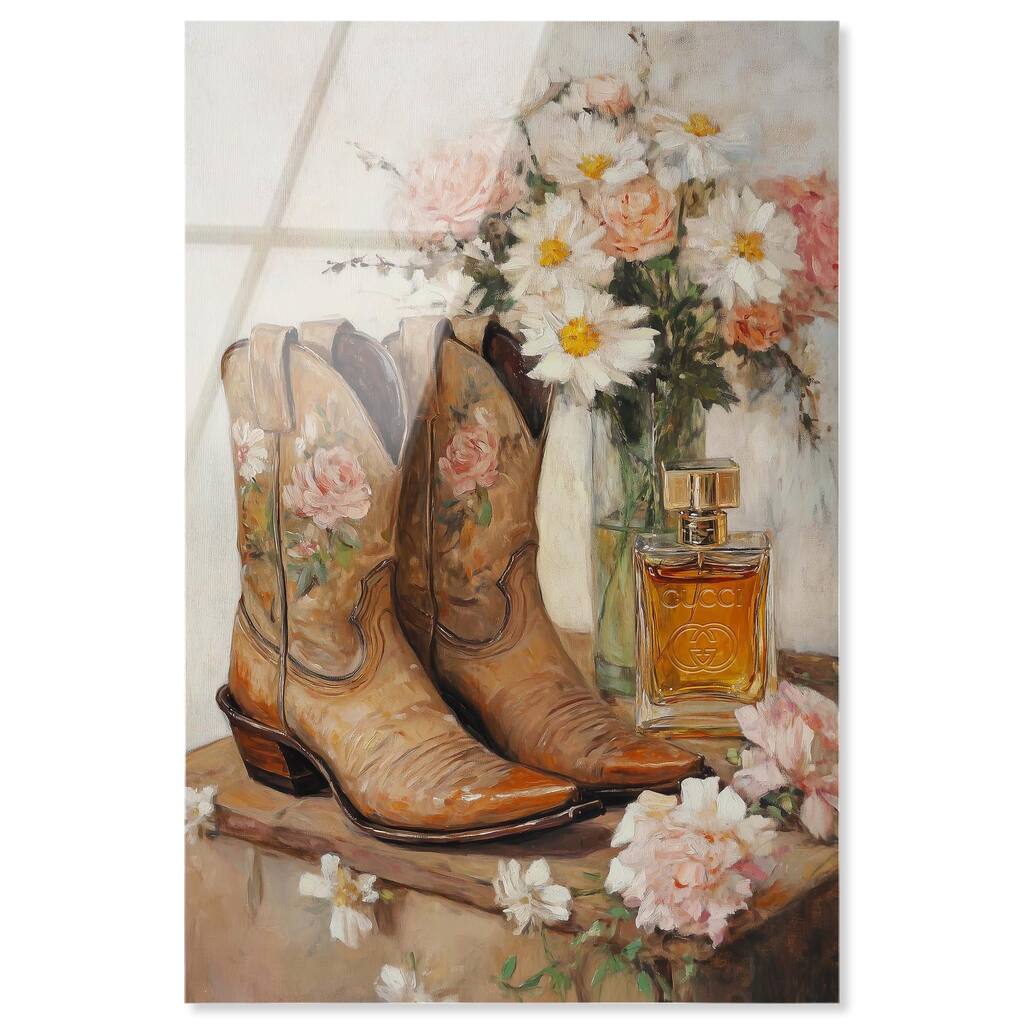 Delicate Floral Boots II Acrylic by Art Remedy, Ready to Hang