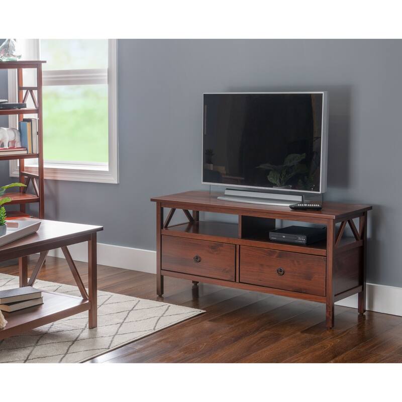 TV Stand With Open Shelves and Drawers - 44" - Walnut Brown