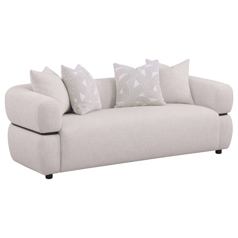 Jeanette 84-Inch Fabric Upholstered Round Arm Sofa Beige - Beige