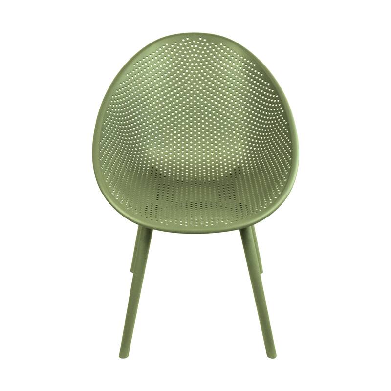 Modern Plastic Dining Chair Plastic Legs with Breathable Perforated Egg Shaped Seat for Indoor/Outdoor Use - Green