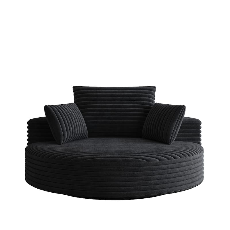 55''L Corduroy Chenille Foam Single Swivel Chair, Fluffy Modern Sleeper, 360 Degree Swivel Chair