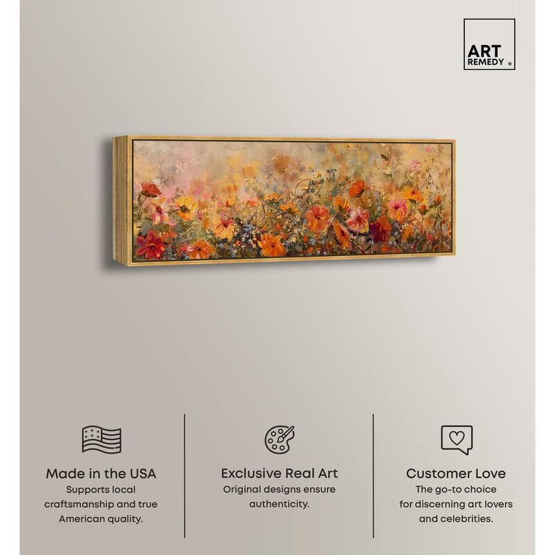 Fall Cosmo Flowers Panoramic Canvas by Art Remedy