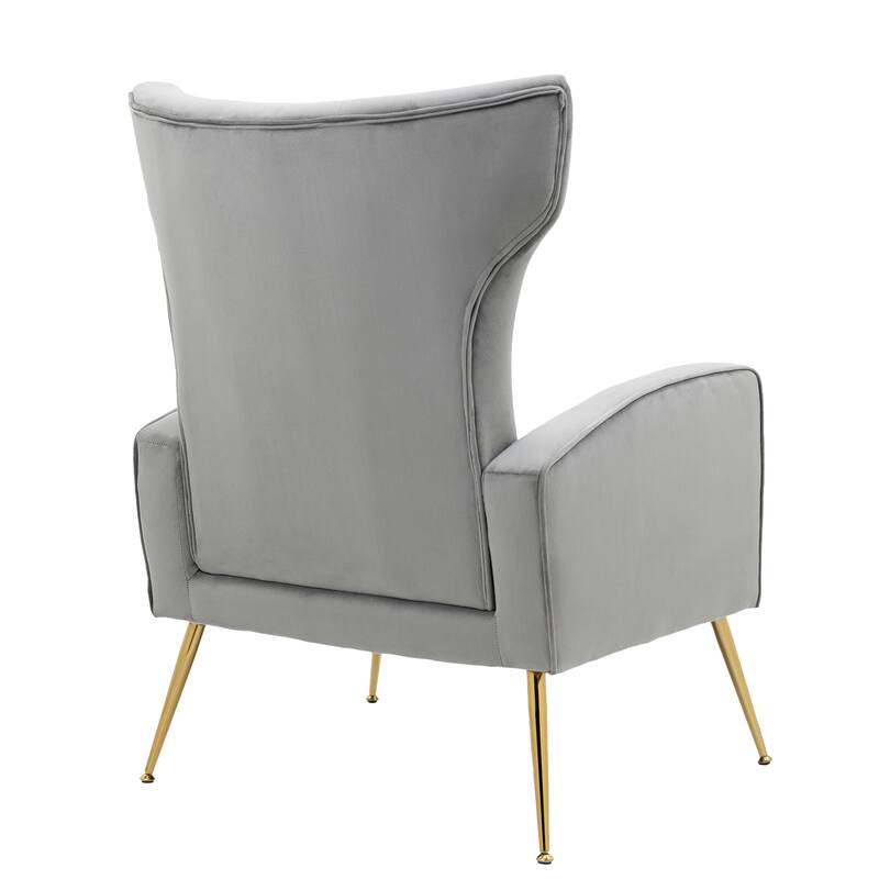 Mid-Century Velvet Wingback Accent Chair with Metal Legs