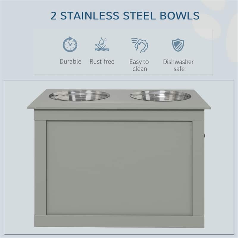 Dog Bowls, Pet Feeding Storage with Hollow Handles - 23.5"L x 11.75"W x 16.25"H