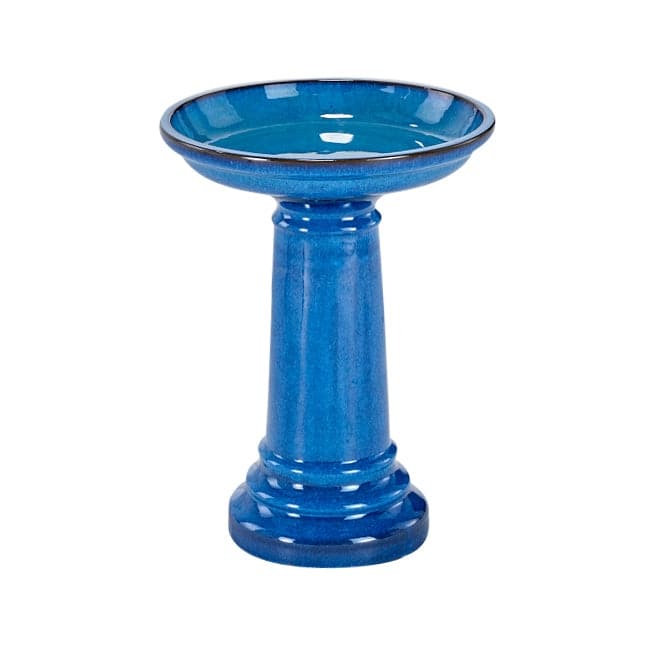 Aviatra Ceramic Traditional Birdbath- Blue - Blue