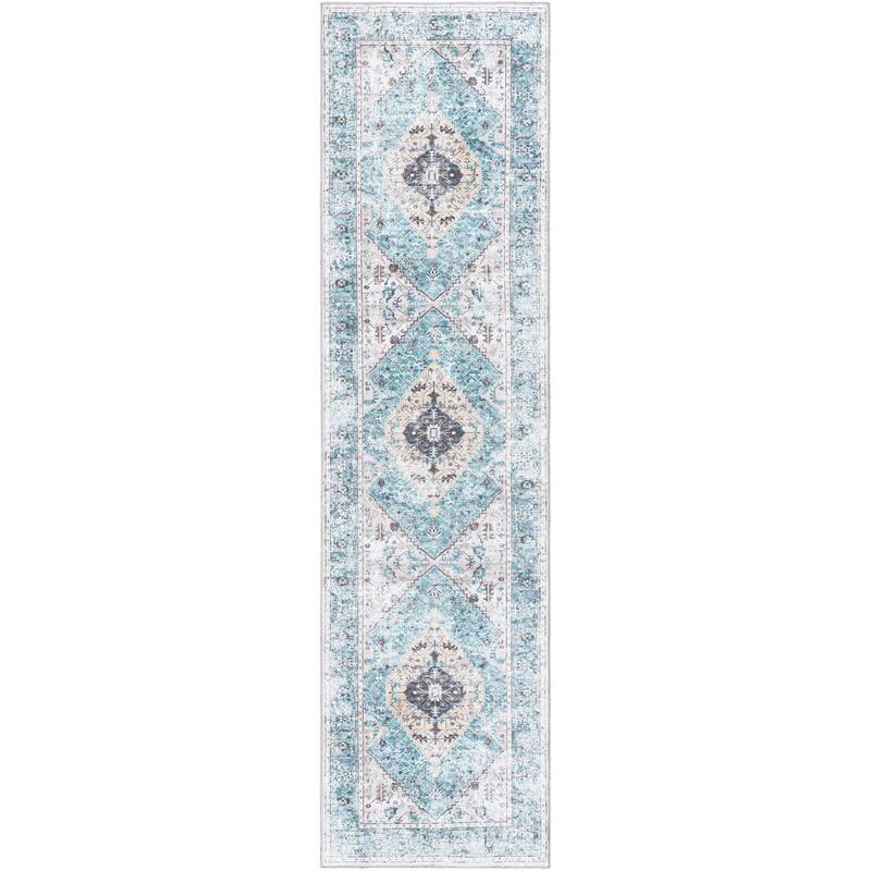 Traditional Tira Collection Area Rug - 2'7"x10' - Seaglass