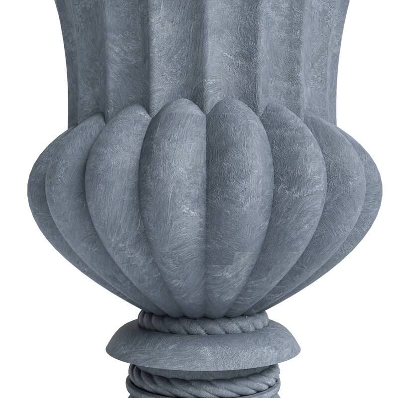 Lotus Elegant Urn Planter Pot in Fiberstone and MgO Clay with Drainage Holes for Indoor Outdoor Home Office Yard Patio Decor