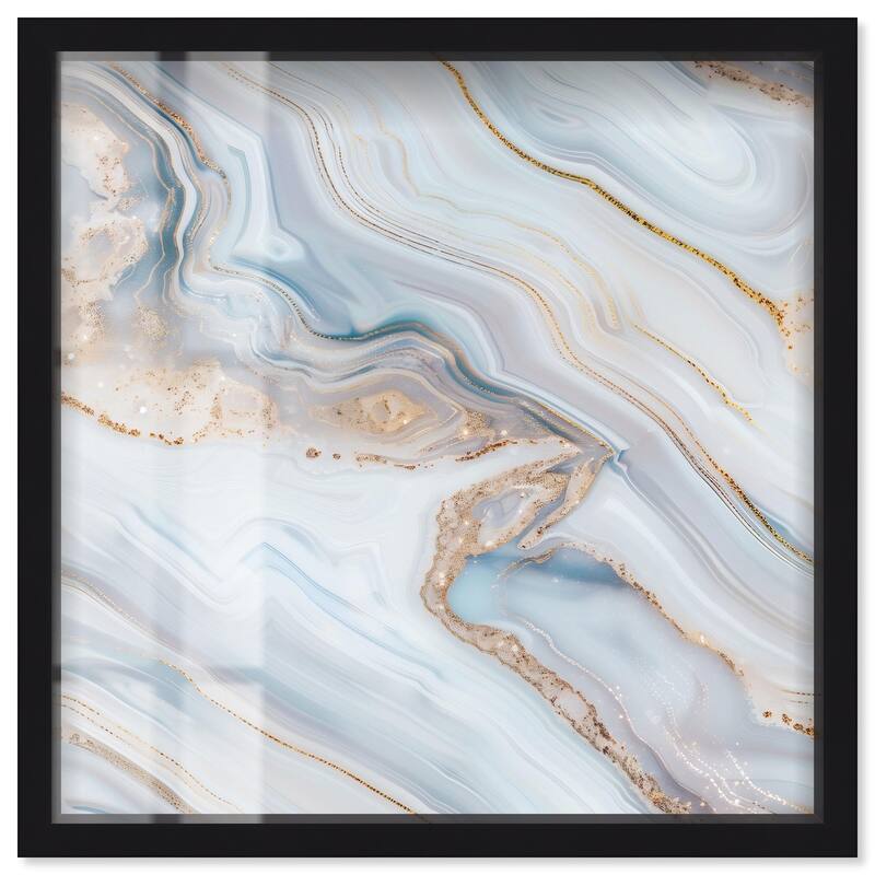 Icy Glitter Stone I Shadowbox by Art Remedy - Black - 40" x 40"
