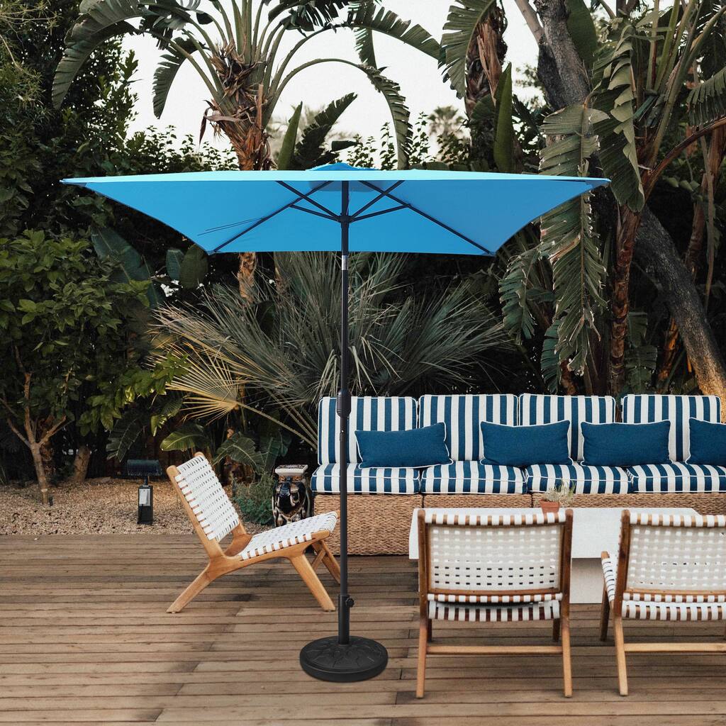 Lotus 6.5ft Square Color Market Umbrella with Stand/Base