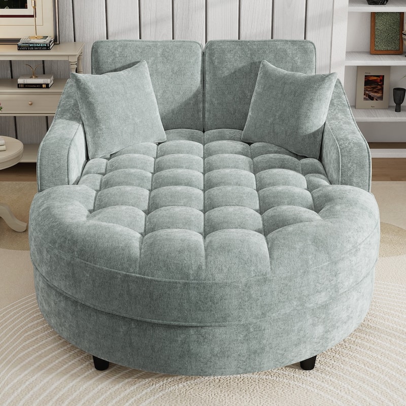 55" Modern Chaise Lounge Sofa Bed Upholstered Sofa Couch with Seat and Detachable Pillows for Living Room