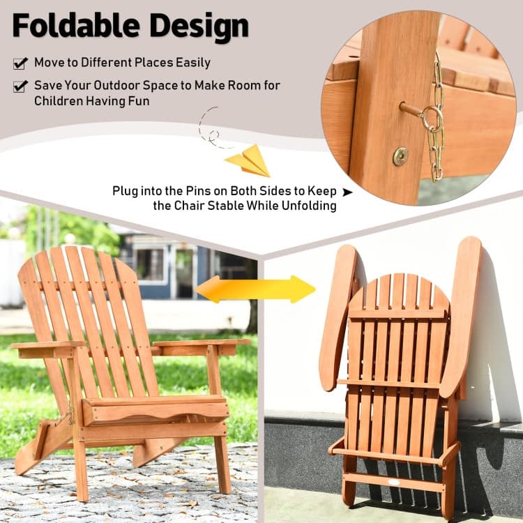 Foldable Eucalyptus Wood Outdoor Lounger Chair for Ultimate Relaxation - 34" x 28" x 35.5" ( L x W x H )