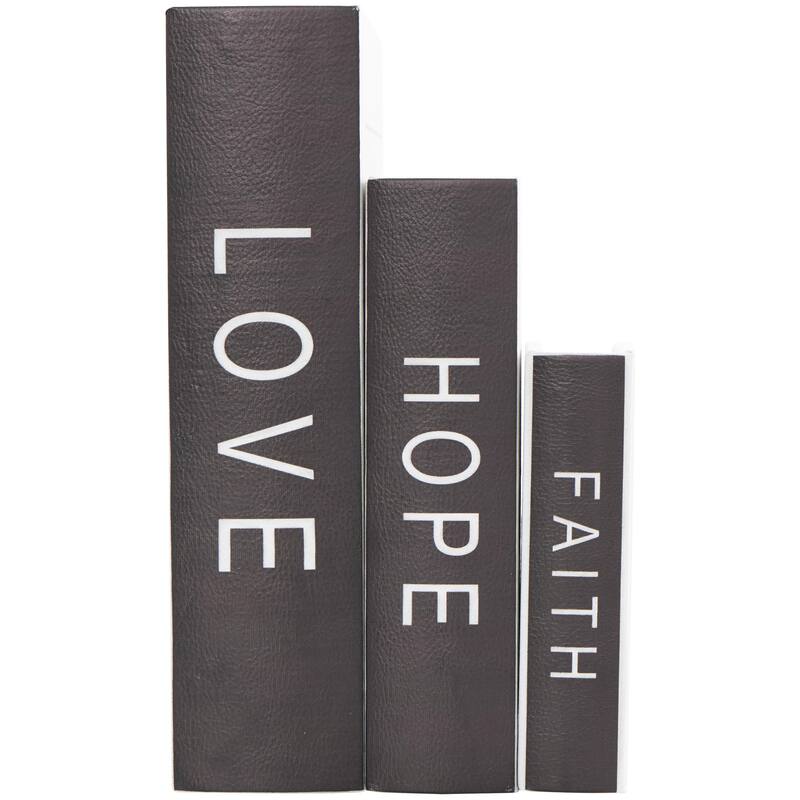 Faux Leather or Linen Fabric Book Storage Box - Set of 3 White, Beige, Black, Red or Light Gray - Roche River Decor