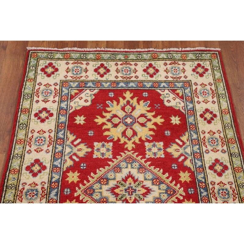 Red Kazak Oriental Rug Handmade Home Decor Wool Carpet - 2'8" x 4'4"