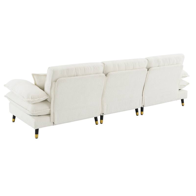 L-shaped Convertible Sectional Sofa, 4 Seat Tufted Couch Set