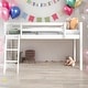 preview thumbnail 12 of 21, Twin Size Wood Low Loft Bed with Ladder, ladder can be placed on the left or right White
