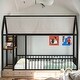 preview thumbnail 1 of 16, Black Twin Size Metal Bed Frame with Desk, House Bed with Shelves and USB Ports