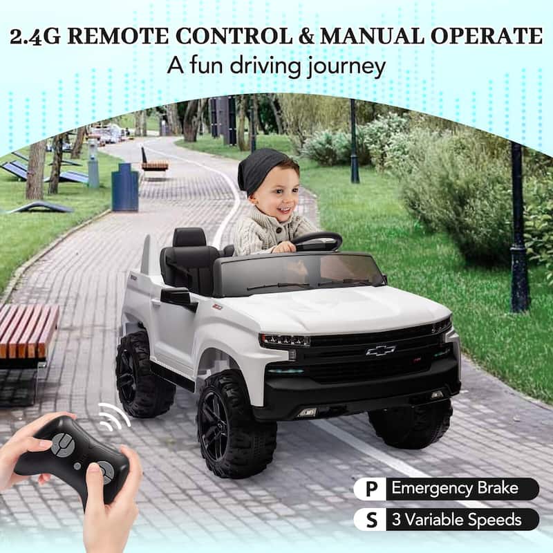 Baby Car 24V 2-Seater Truck Licensed Chevrolet Silverado Ride On Toy w/Parent Remote Control