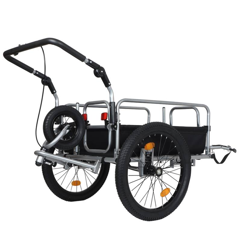3-in-1 Heavy-Duty Bike Cargo Trailer -Bike Compatible Steel Frame, 110lb Capacity, Convertible Stroller & Pull Cart