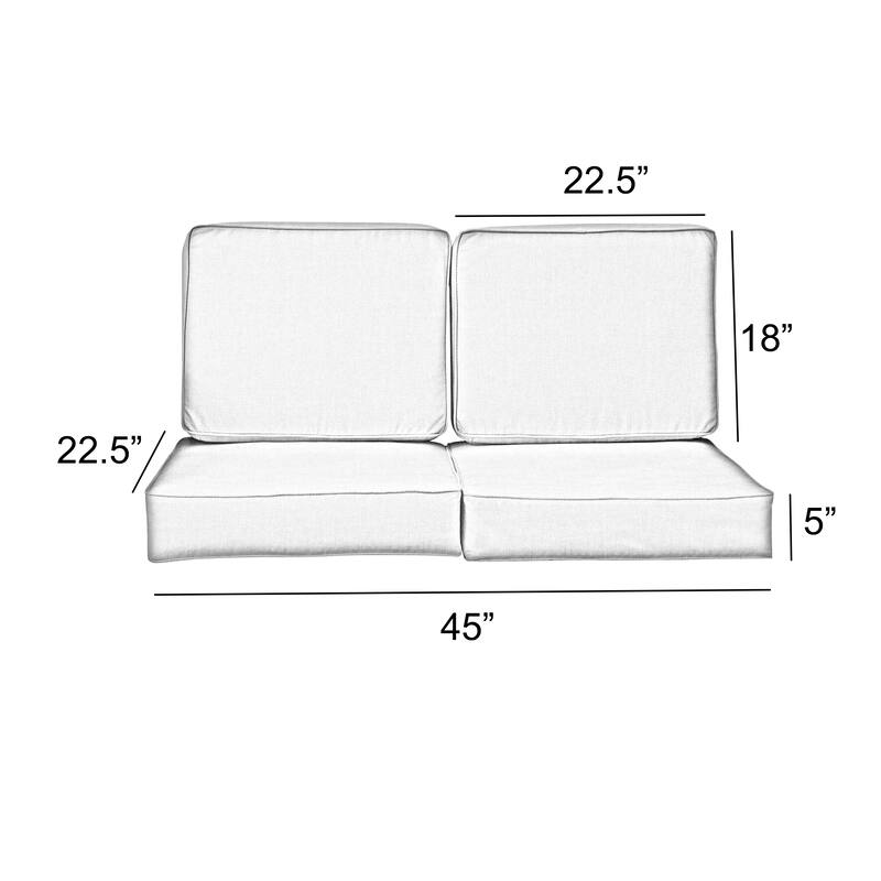 Sorra Home Pensacola Multi Outdoor/Indoor Deep Seating Loveseat Cushion Set 22.5in x 22.5in x 5in