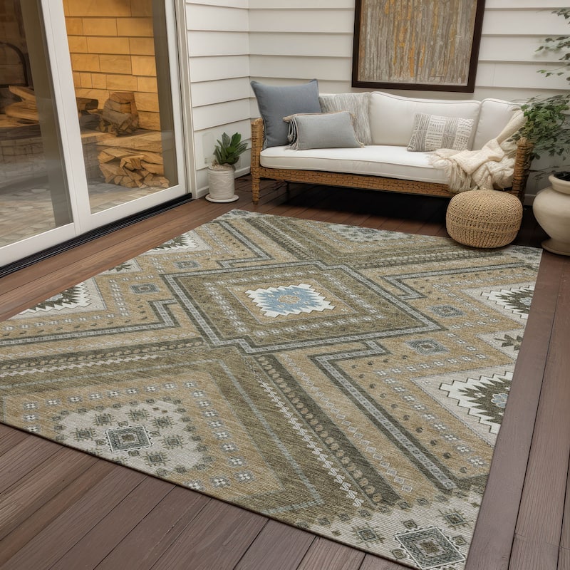 Machine Washable Indoor/ Outdoor Global Boho Chantille Rug - Beige - 2'6" x 3'10"