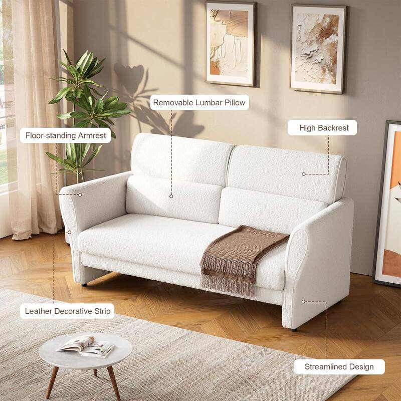 Sofa, Modern Boucle Accent Chair, Plush Upholstered Armchair, Comfortable Lounge Chair