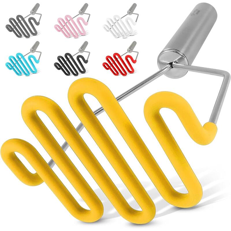 Zulay Kitchen Non-Scratch Potato Masher Kitchen Tool - Yellow