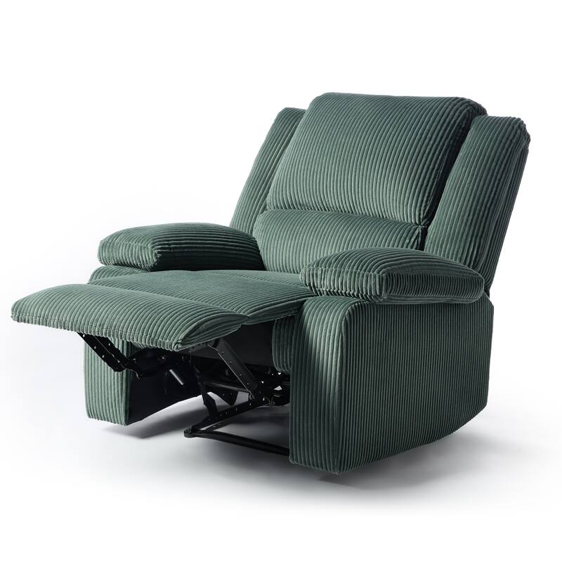 Corduroy Manual Recliner Glider Club Chair with Footrest