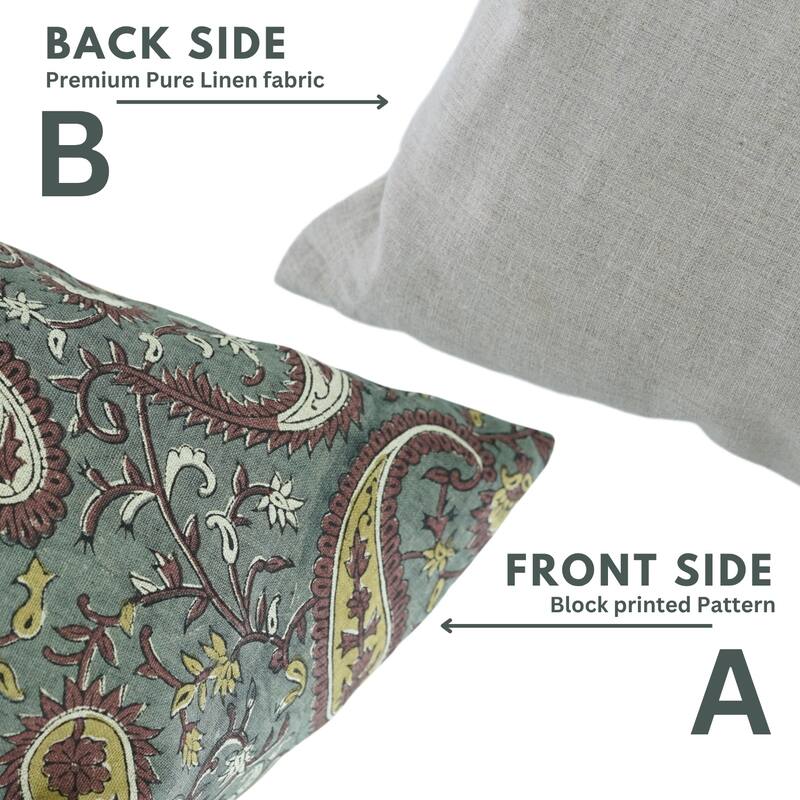 Fabdivine Paisley Home Accent Cushion Cover 12x20 Inch for Soft Pure Linen Sofa, Chair or Couch, Farmhouse Pillowcase, Kiara