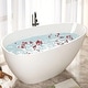 preview thumbnail 16 of 18, KISRAIS 59" X 30.75" Solid Surface Artificial Stone Freestanding Soaking Bathtub Glossy White
