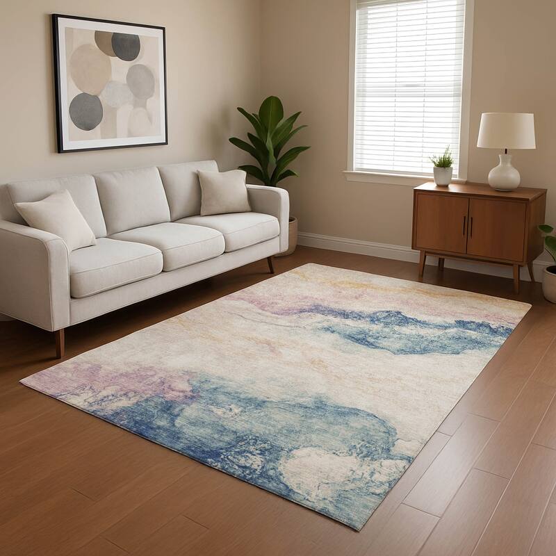 Premium Washable Super Soft Abstract Mayfield Rug - Pearl - 9' x 12'