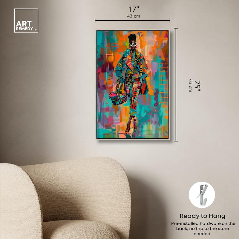 Bold Patchwork Style Canvas by Art Remedy