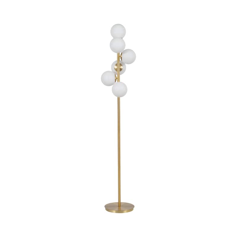 Sagebrook Home Modern Glam Glass 72" Frosted Globe Floor Lamp, Gold, Pedestal - 14" x 14" x 72"