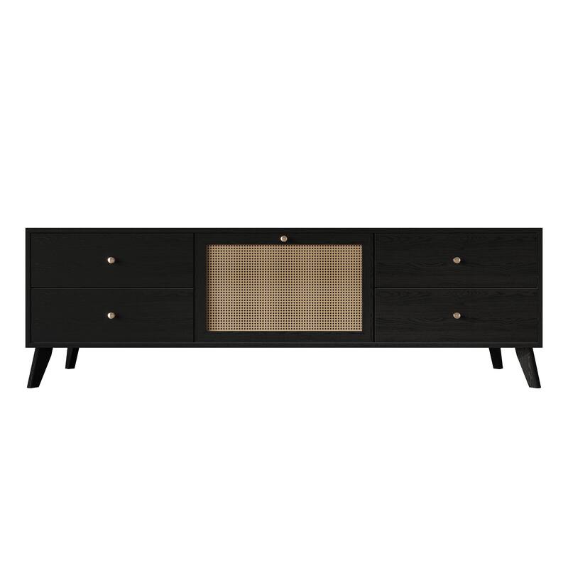 CraftPorch Mid-Century Modern Black TV Stand Console - Black