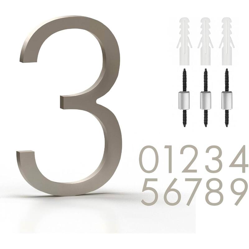 Mega Handles Modern Metal House Numbers | Heavy Duty Outdoor Address Digits | Easy to Install, Floating or Flush Mount Design