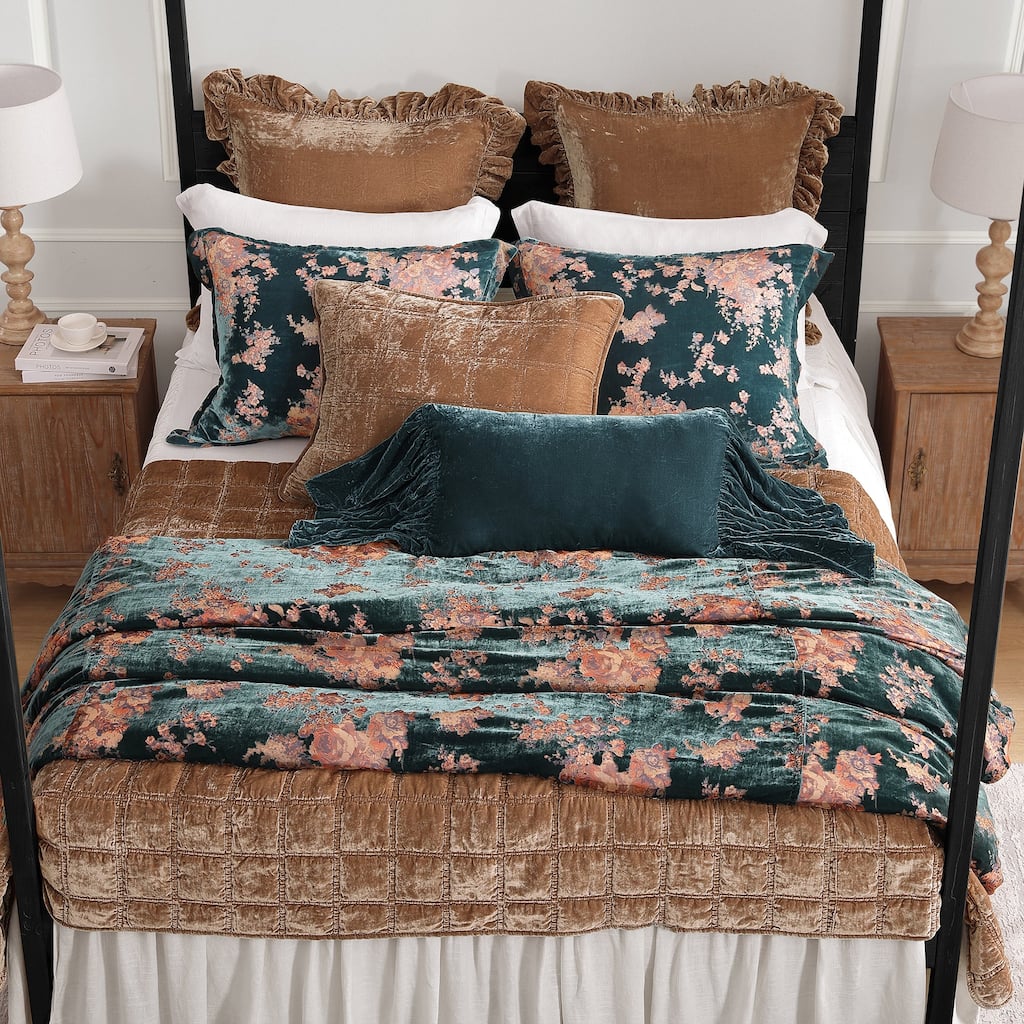 HiEnd Accents Josephine Burnout Floral Faux Silk Velvet 3 Piece Duvet Cover Set