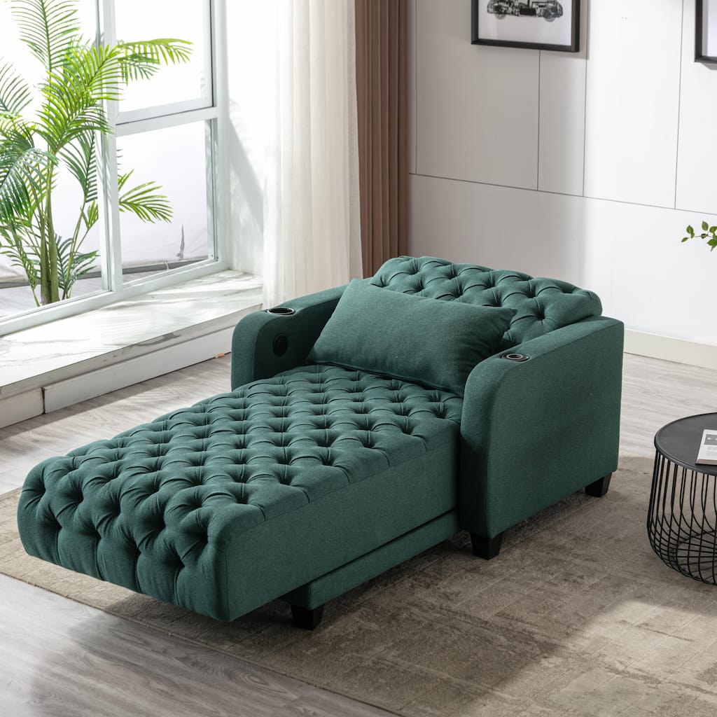 Functional Living Room Leisure Sofa Chair Bedroom Lounger with Buttons to Adjust Backrest