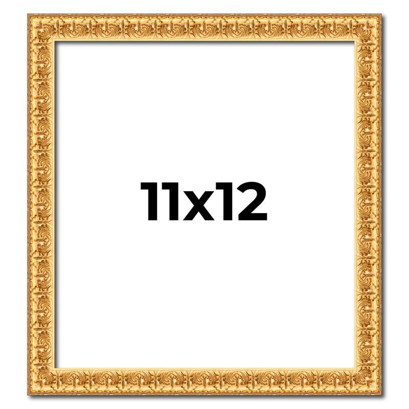 11x12 Frame Gold Real Wood Picture Frame Width 1 inches | Interior
