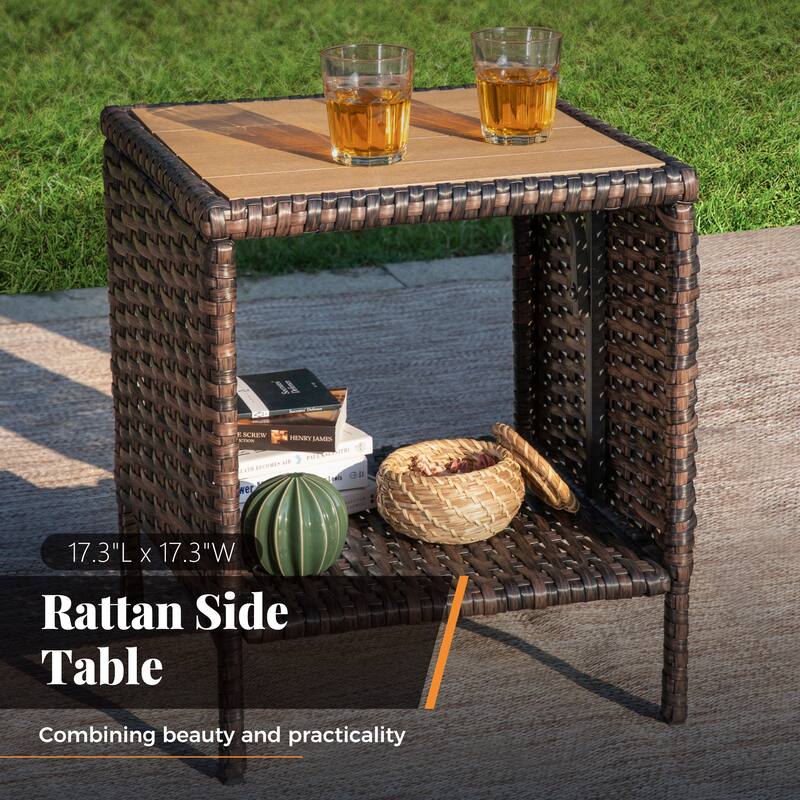 MAISON ARTS 7-Piece Extra-Large Patio Wicker Sofa Conversation Set with Table, Oversize Seat with 5.5'' Thick Padded Cushion