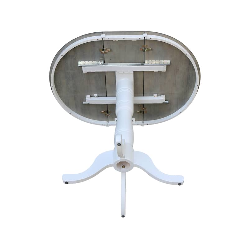 36" Round Top Pedestal Table With 12" Leaf - White/Heather Gray - N/A