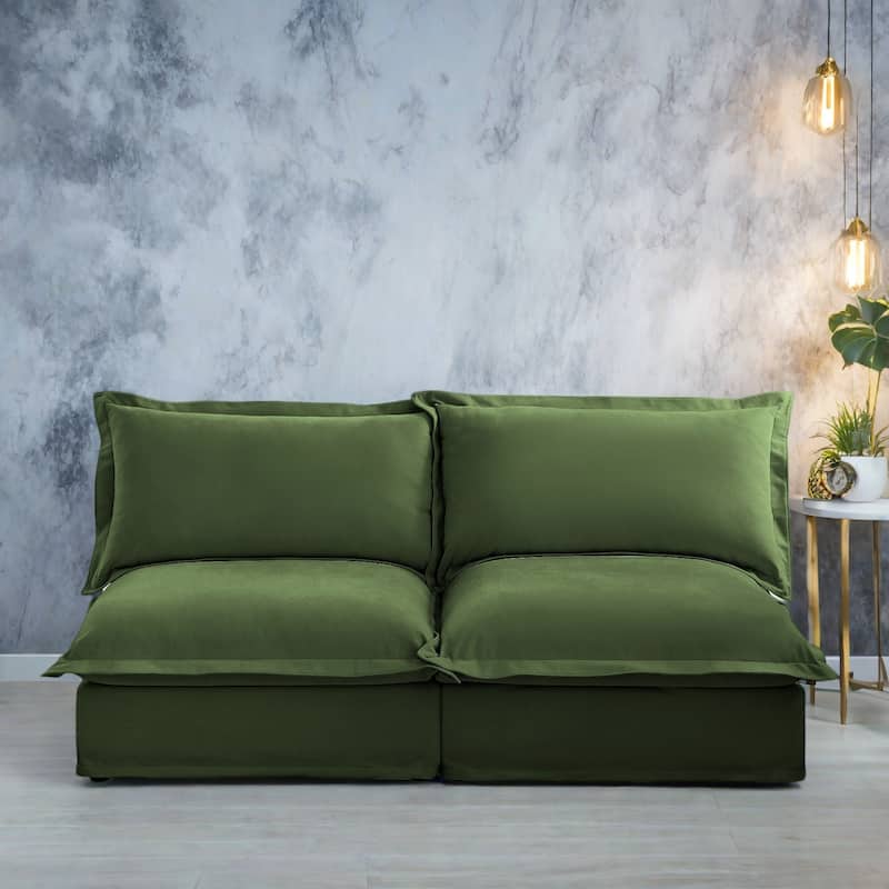 73.2" Chenille Modular 3-Seat Sofa with Removable Washable Covers And Multiple Pillows
