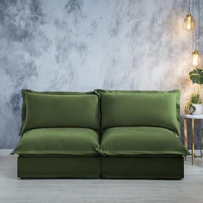 73.2" Chenille Modular 3-Seat Sofa with Removable Washable Covers And Multiple Pillows