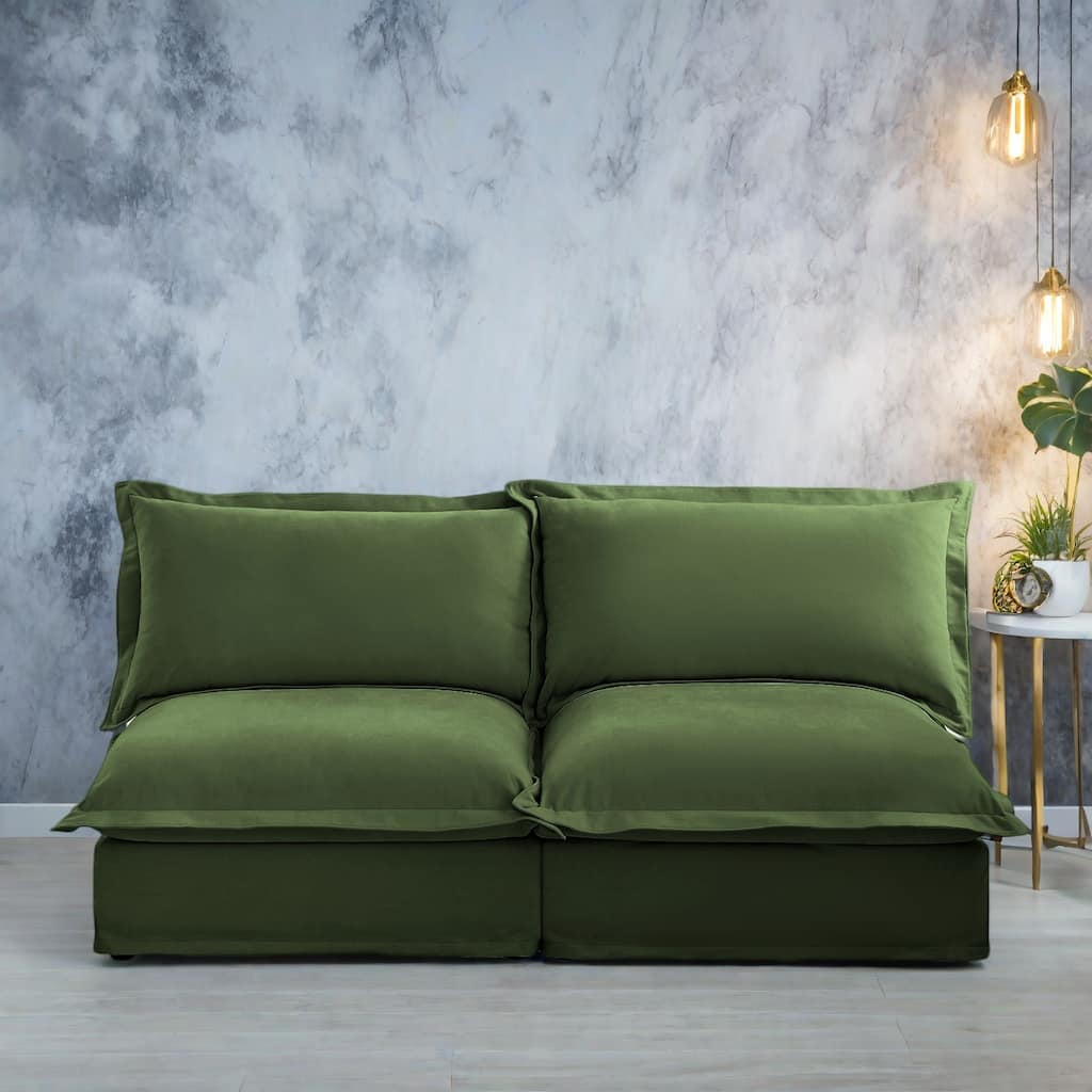 73.2" Chenille Modular 3-Seat Sofa with Removable Washable Covers And Multiple Pillows