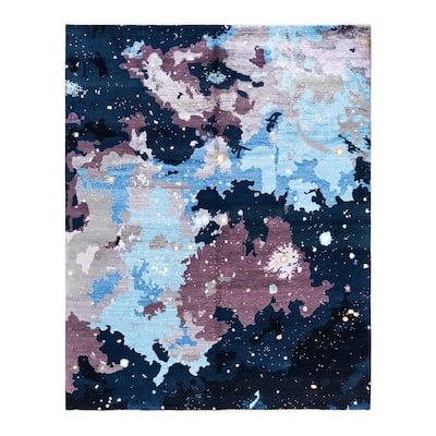 Ikat One-of-a-Kind Hand-Knotted Area Rug - Black, 8' 2" x 10' 4" - 8' 2" x 10' 4"