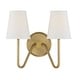 preview thumbnail 1 of 10, Meridian M90055 2 Light 11" Tall Wall Sconce Natural Brass