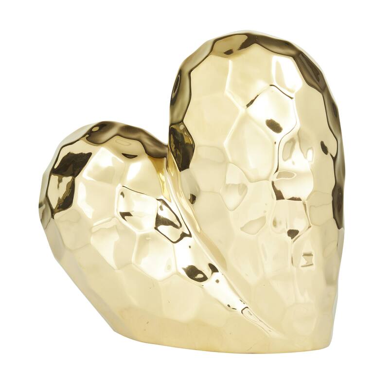Gold, Black, Silver or White Porcelain Ceramic Dimensional Angled Origami Inspired Heart Decorative Sculpture