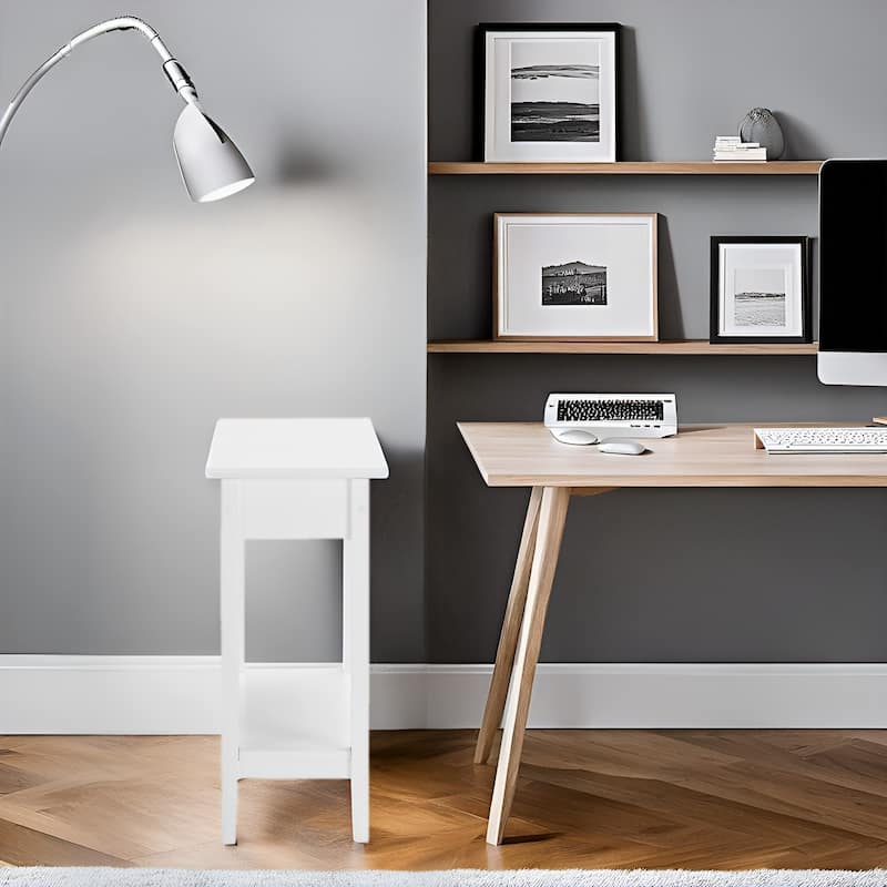 Wooden Flip-Top Side Table with Spacious Storage, Compact Space-Saving Design and Convenient Shelf