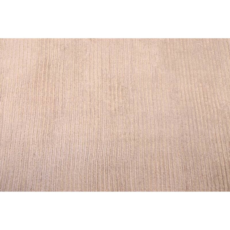 ECARPETGALLERY Hand Loomed Shimmer Beige Viscose Rug - 6'6 x 10'0