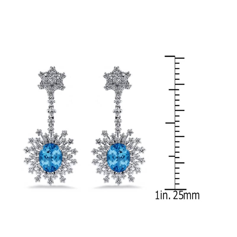 Auriya 6 3/8ct Fancy Oval-cut Topaz Halo Diamond Drop Earrings 1 7/8ctw 18k Gold