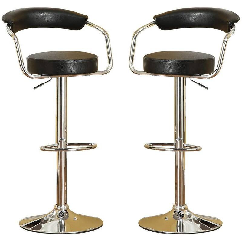 Modern Set of 2 Bar Stools Set with Leather Backrest Padded Seat, Adjustable Swivel Kitchen Island Stools for Dining Room Bar